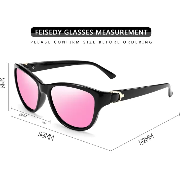 FEISEDY Women Vintage Polarized Sunglasses Lady Elegant Cateye Sun Glasses B2476Pink