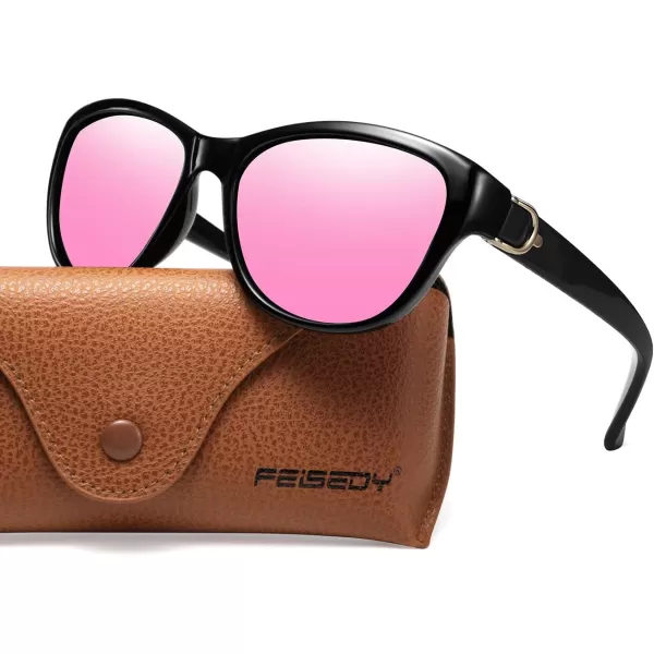 FEISEDY Women Vintage Polarized Sunglasses Lady Elegant Cateye Sun Glasses B2476Pink