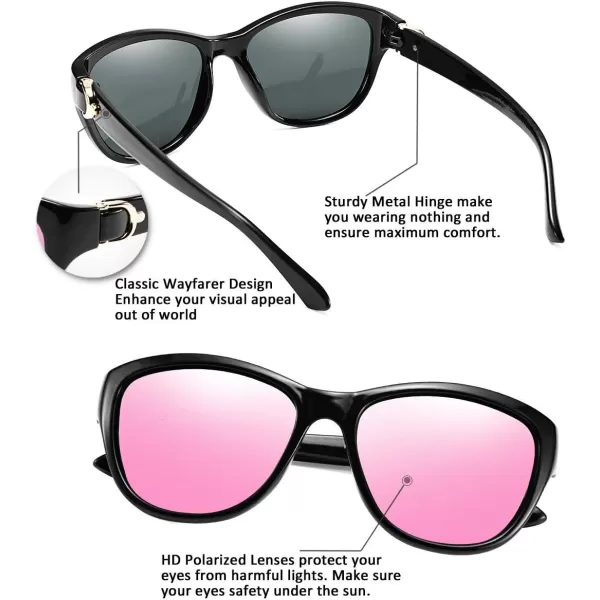 FEISEDY Women Vintage Polarized Sunglasses Lady Elegant Cateye Sun Glasses B2476Pink