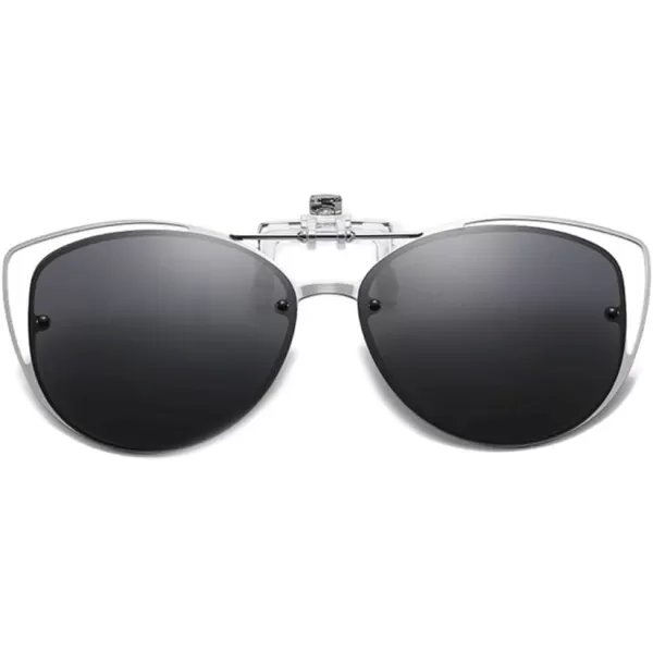 FEISEDY Womens Polarized Cat Eye Clip on Sunglasses with Flip up Function for Glasses B2670Black