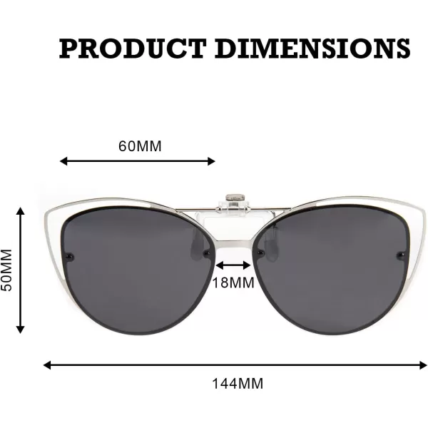 FEISEDY Womens Polarized Cat Eye Clip on Sunglasses with Flip up Function for Glasses B2670Black