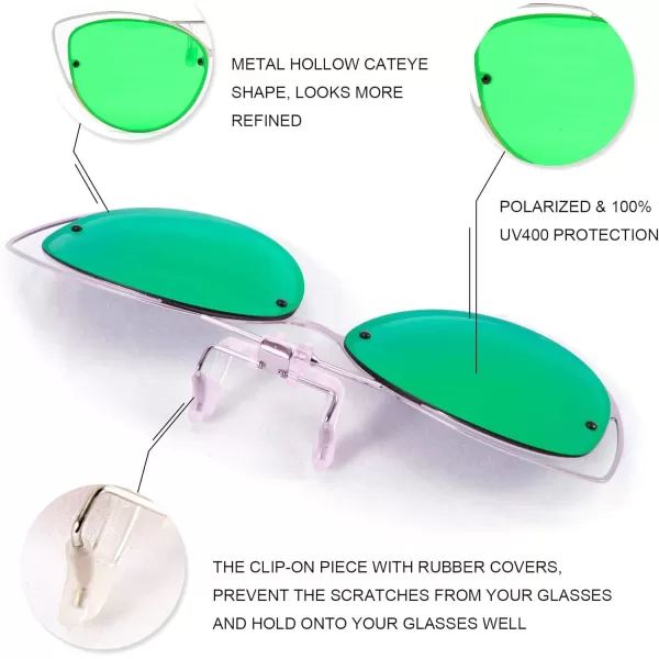FEISEDY Womens Polarized Cat Eye Clip on Sunglasses with Flip up Function for Glasses B2670Bluegreen