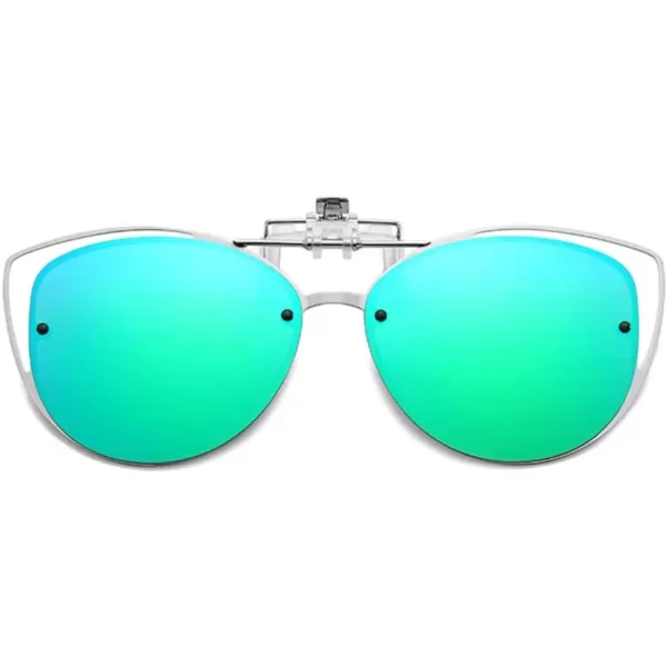 FEISEDY Womens Polarized Cat Eye Clip on Sunglasses with Flip up Function for Glasses B2670Bluegreen