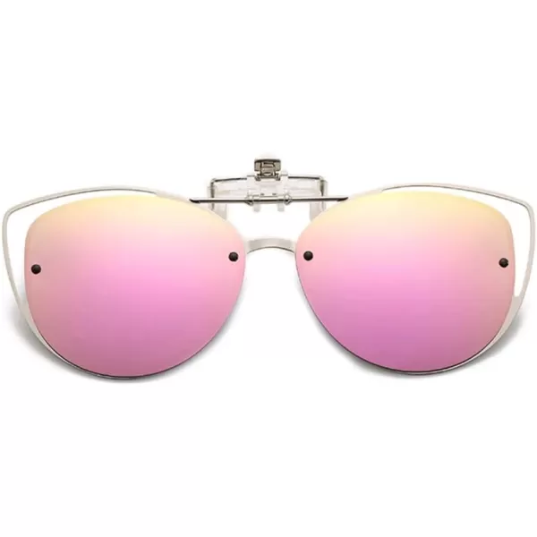 FEISEDY Womens Polarized Cat Eye Clip on Sunglasses with Flip up Function for Glasses B2670Gradient Pink