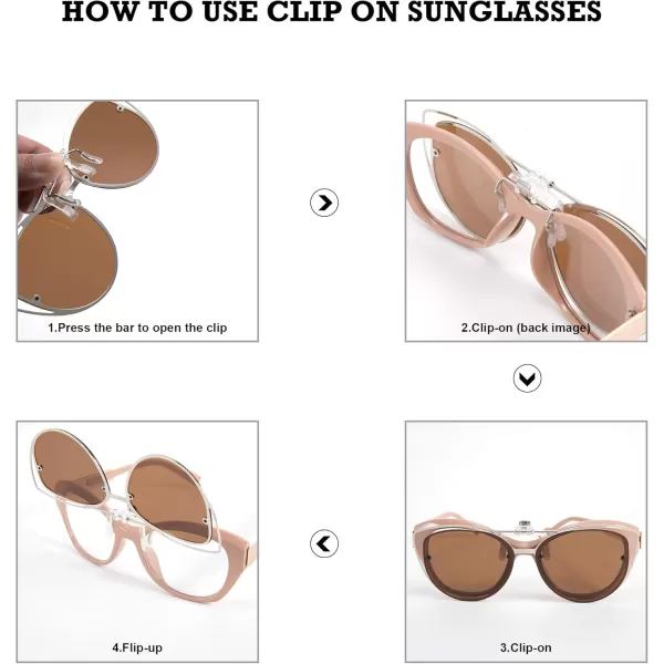 FEISEDY Womens Polarized Cat Eye Clip on Sunglasses with Flip up Function for Glasses B2670Gradient Pink