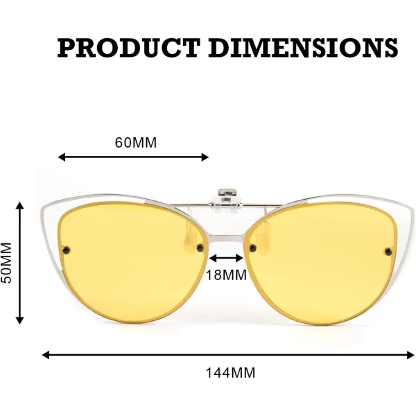 FEISEDY Womens Polarized Cat Eye Clip on Sunglasses with Flip up Function for Glasses B2670Yellow
