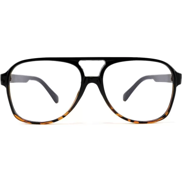 FEISEDY 70s Aviator Glasses Frame Blue Light Blocking Glasses Oversized Square Computer Glasses Women Men B2888Blackleopard Frame