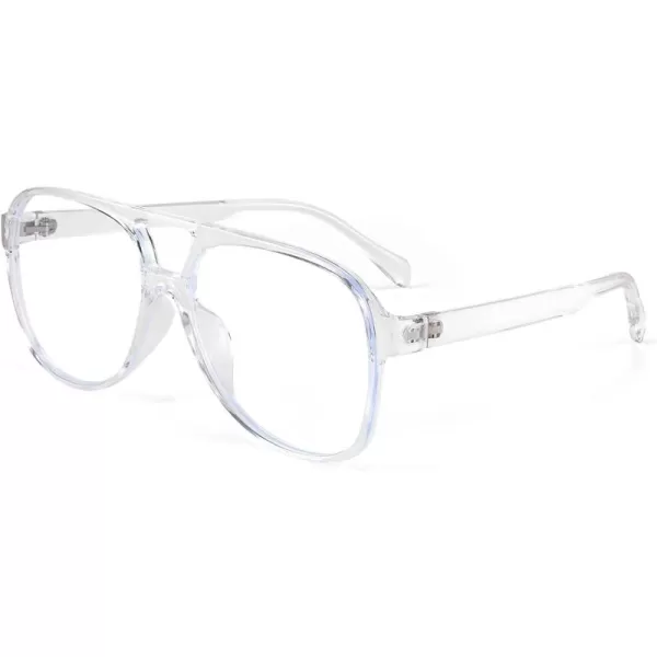 FEISEDY 70s Aviator Glasses Frame Blue Light Blocking Glasses Oversized Square Computer Glasses Women Men B2888Transparent Frame