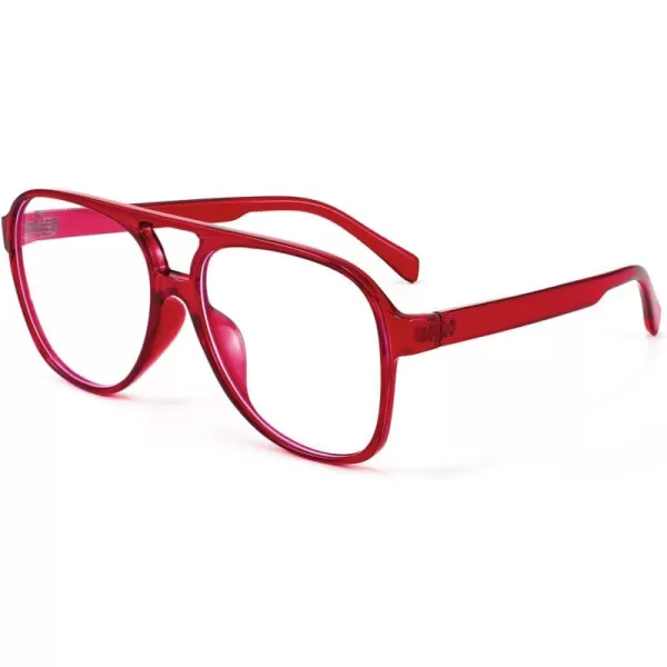 FEISEDY 70s Aviator Glasses Frame Blue Light Blocking Glasses Oversized Square Computer Glasses Women Men B2888Wine Frame