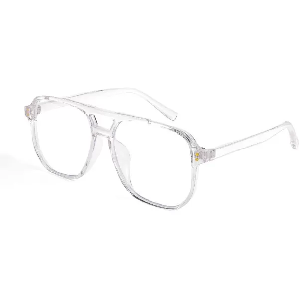 FEISEDY Blue Light Blocking Glasses Fake Nerd Clear Square Computer Lightweight Pilot Glasses Frame Oversized B2866Transparent Frame