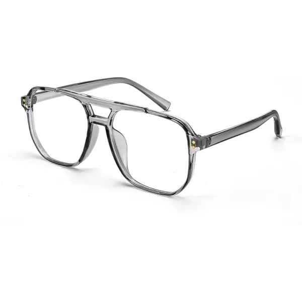 FEISEDY Blue Light Blocking Glasses Fake Nerd Clear Square Computer Lightweight Pilot Glasses Frame Oversized B2866Transparent Grey Frame