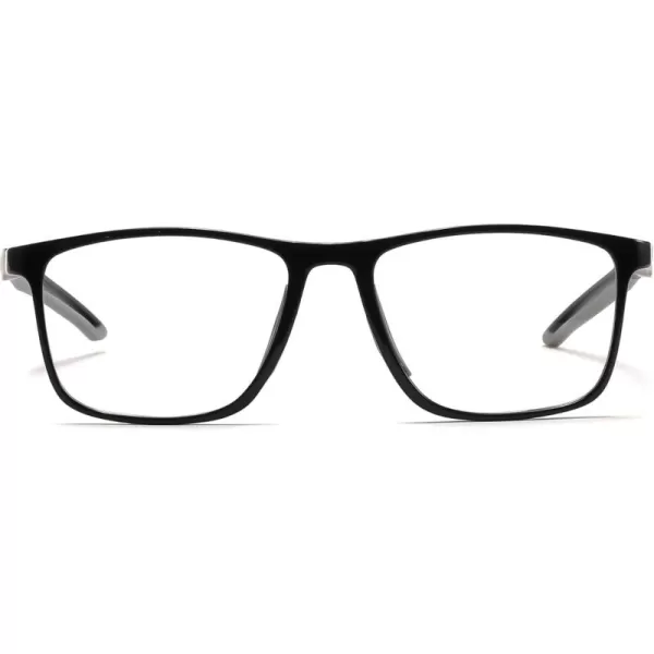 FEISEDY Blue Light Glasses for Women Men TR90 Sports UltraLight Glasses Anti Glare UV Protection B0109Bright Black Frame  Grey Legs