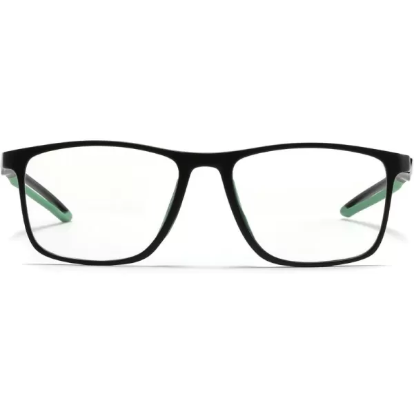 FEISEDY Blue Light Glasses for Women Men TR90 Sports UltraLight Glasses Anti Glare UV Protection B0109Sand Black Frame  Green Legs
