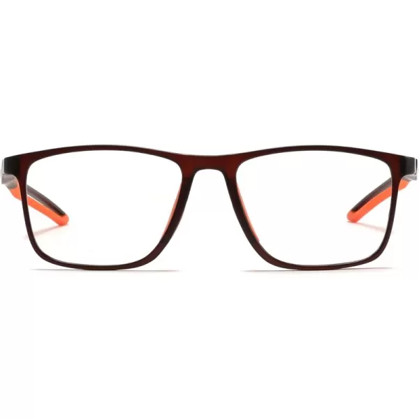 FEISEDY Blue Light Glasses for Women Men TR90 Sports UltraLight Glasses Anti Glare UV Protection B0109Sand Black Frame  Orange Legs