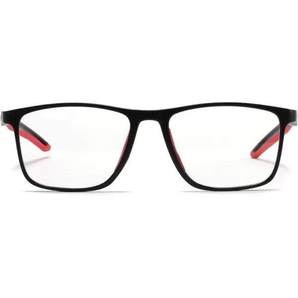 FEISEDY Blue Light Glasses for Women Men TR90 Sports UltraLight Glasses Anti Glare UV Protection B0109Sand Black Frame  Red Legs