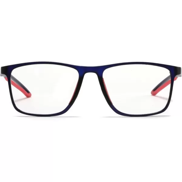 FEISEDY Blue Light Glasses for Women Men TR90 Sports UltraLight Glasses Anti Glare UV Protection B0109Sand Blue Frame  Red Legs