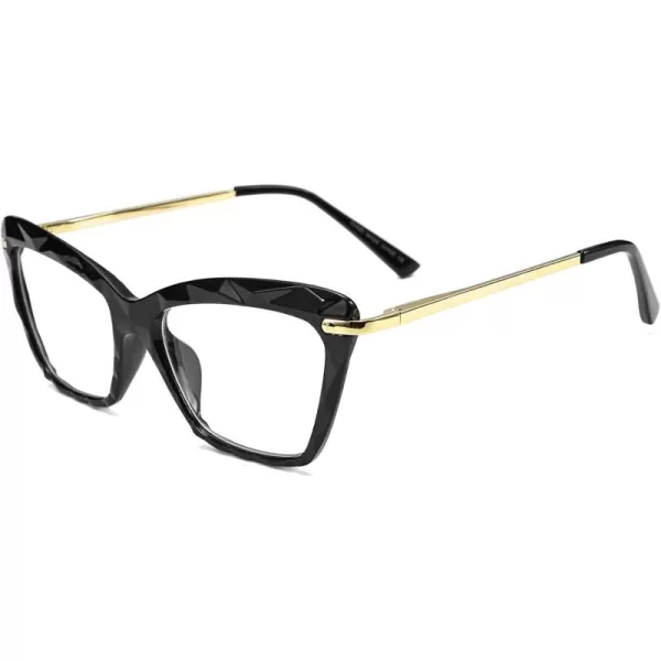 FEISEDY Cat Eye Glasses Frame Clear Lenses Eyewear Women B2440Black