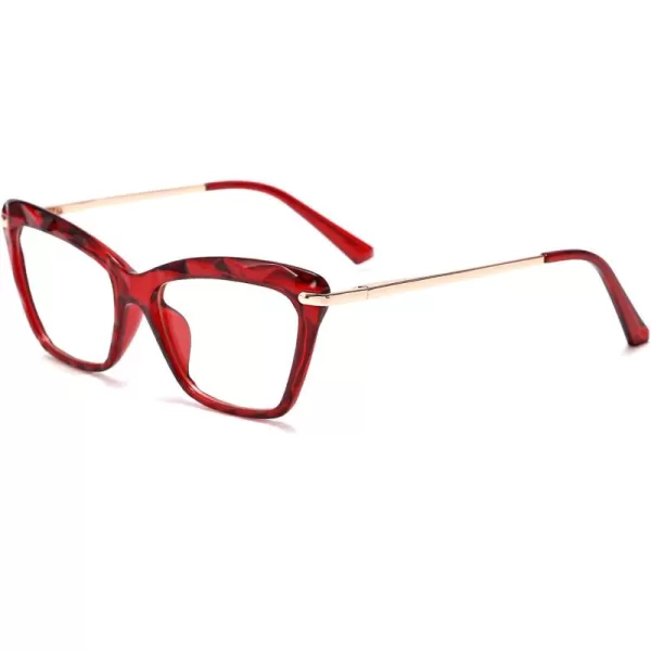 FEISEDY Cat Eye Glasses Frame Clear Lenses Eyewear Women B2440Wine Red