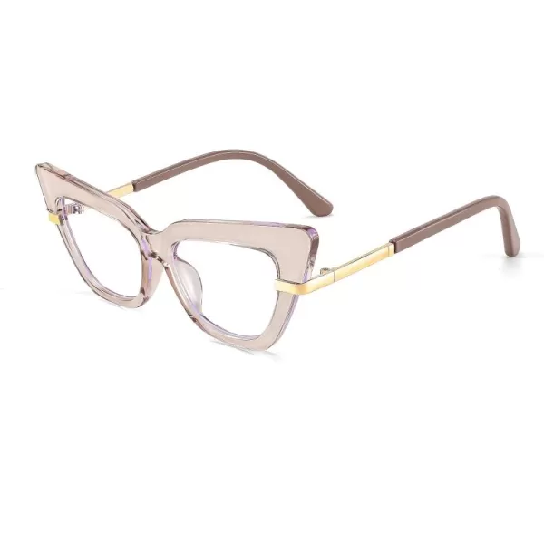FEISEDY Cateye Blue Light Blocking Glasses for Women Fashion Cat Eye Frame Glasses B2984003 Light Brown Frame
