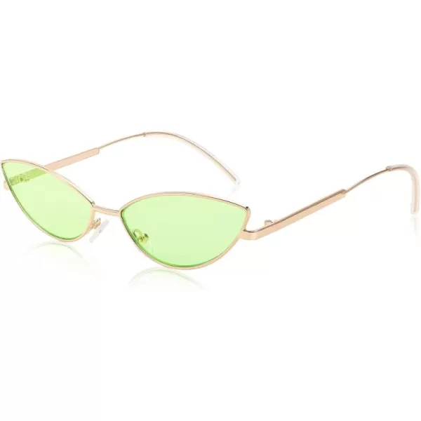 FEISEDY Fashion Designer Sunglasses Retro Small Petals Shape Arc Temple Design B2298Fluorescent Green