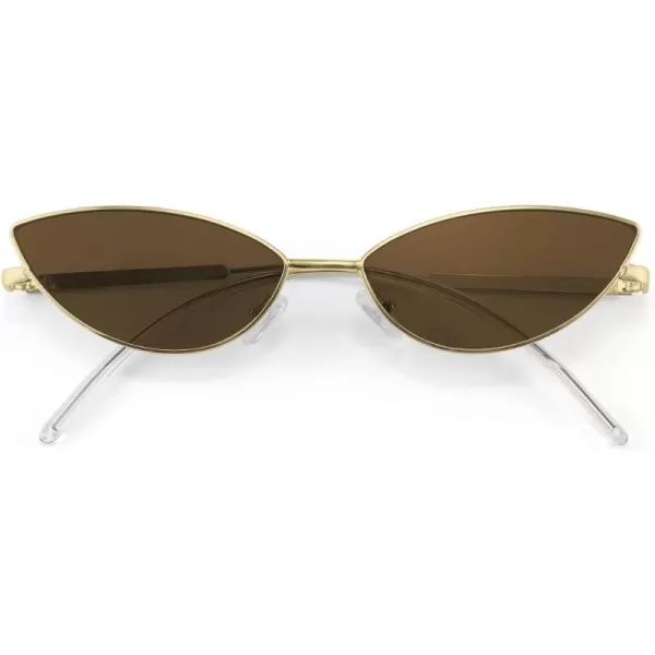 FEISEDY Fashion Designer Sunglasses Retro Small Petals Shape Arc Temple Design B2298Gold  Tea
