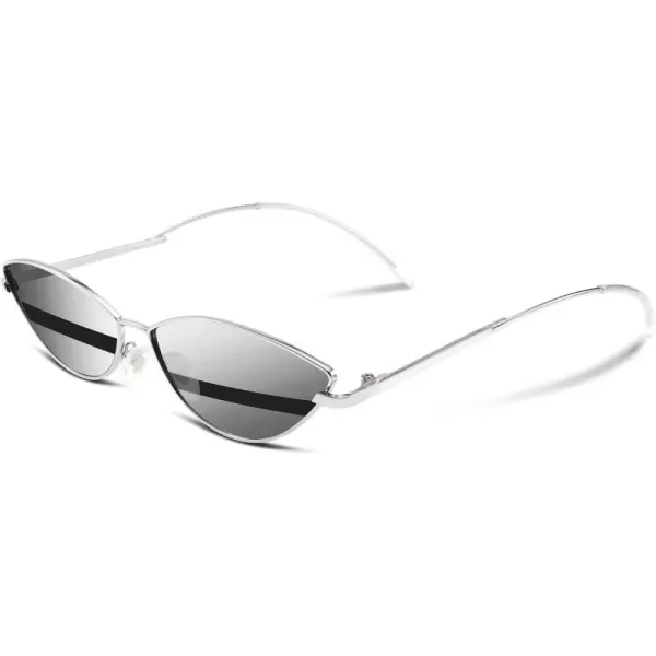 FEISEDY Fashion Designer Sunglasses Retro Small Petals Shape Arc Temple Design B2298Grey Stripe