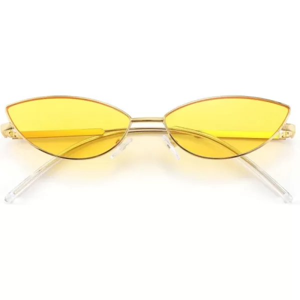 FEISEDY Fashion Designer Sunglasses Retro Small Petals Shape Arc Temple Design B2298Yellow