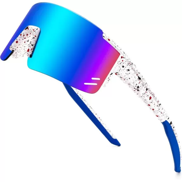FEISEDY Kids Sunglasses Youth Baseball Sun Glasses UV400 Sports Teens Cycling Shades for Boys Girls Age 816 B0048blue