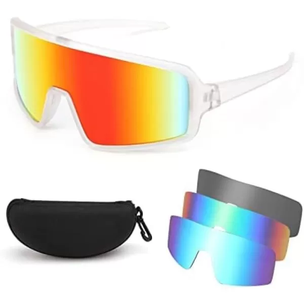 FEISEDY Men Women Sports Sunglasses Baseball Sun Glasses Cycling Fishing Running Trekking 80s 90s Youth Visor UV400 B2962Clear Frame