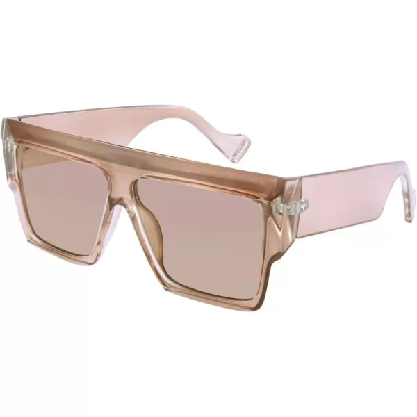 FEISEDY Oversized Flat Top Sunglasses Women Men Square Aviator Fashion Shades B2750Champagne