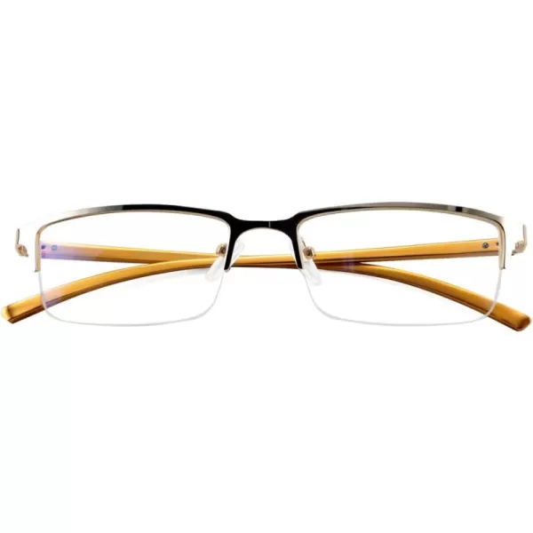 FEISEDY Refined Semi Rimless Rectangle HalfFrame Blue Light Blocking Computer Glasses Women Men B2626Gold