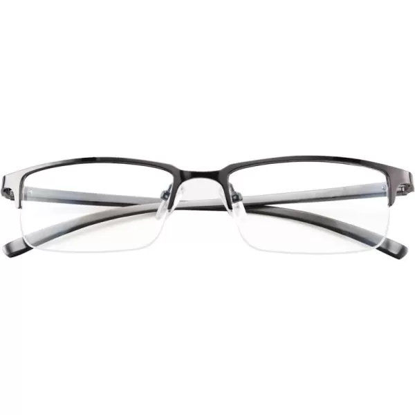 FEISEDY Refined Semi Rimless Rectangle HalfFrame Blue Light Blocking Computer Glasses Women Men B2626Gun
