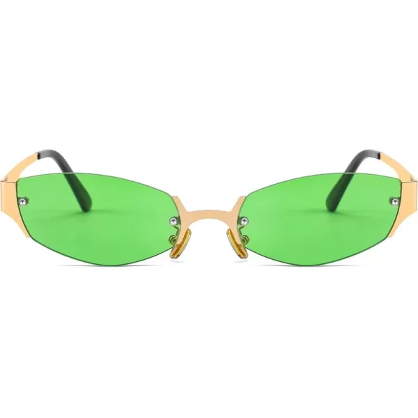 FEISEDY Retro Oval Sunglasses Women Men Y2K Fashion Designer Cosplay Glasses Party Accessories B2376Green
