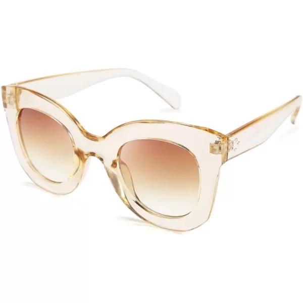 FEISEDY Retro Oversized Square Horn Sunglasses Semi Cat Eye Butterfly Glass Big Thick Bold Frame B2572Champagne