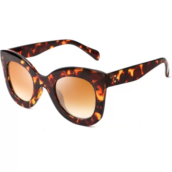 FEISEDY Retro Oversized Square Horn Sunglasses Semi Cat Eye Butterfly Glass Big Thick Bold Frame B2572Leopard