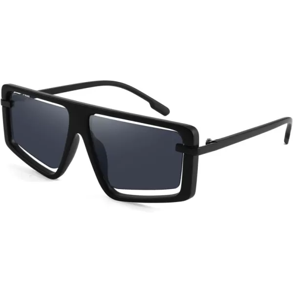 FEISEDY Retro Square Sunglasses Women Men Fashion Tinted Lens UV400 Protection Shades B2865001 Black FrameGray Lens