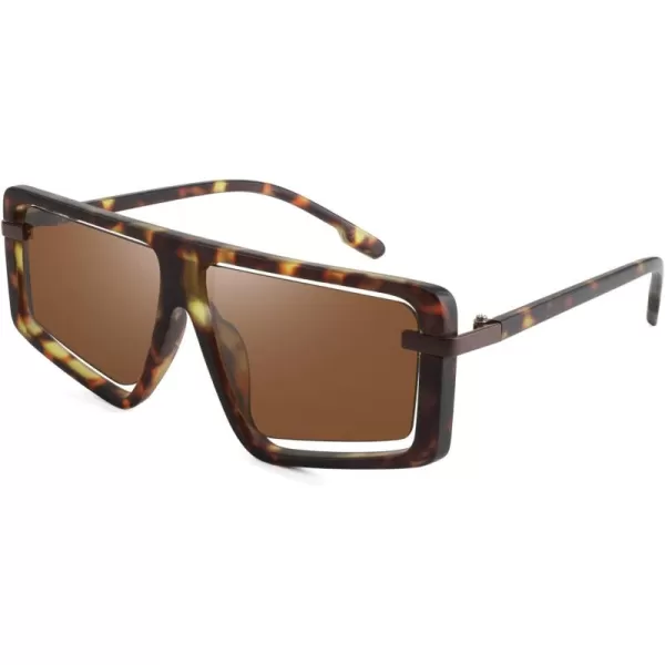 FEISEDY Retro Square Sunglasses Women Men Fashion Tinted Lens UV400 Protection Shades B2865003 Leopard FrameTea Lens