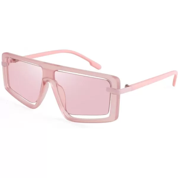 FEISEDY Retro Square Sunglasses Women Men Fashion Tinted Lens UV400 Protection Shades B2865004 Pink FramePink Lens