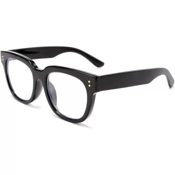 FEISEDY Retro Square Thick Big Frame Blue Light Blocking Reading Glasses Anti Glare Digital Eyestrain Reader B2523Black