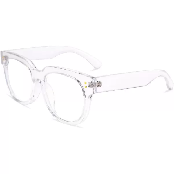 FEISEDY Retro Square Thick Big Frame Blue Light Blocking Reading Glasses Anti Glare Digital Eyestrain Reader B2523Clear