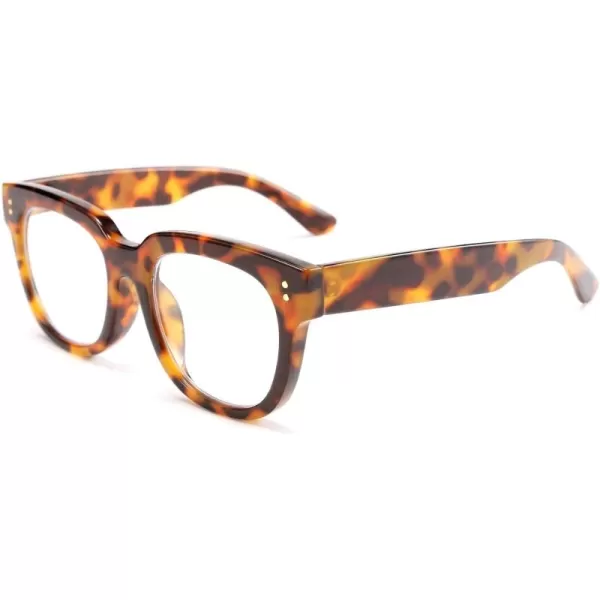 FEISEDY Retro Square Thick Big Frame Blue Light Blocking Reading Glasses Anti Glare Digital Eyestrain Reader B2523Leopard
