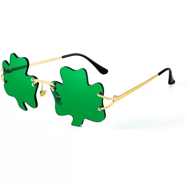 FEISEDY St Patricks Day Irish Shamrock Sunglasses Lucky Green Leprechaun Costume Eyeglasses for Women Men B2369Clover