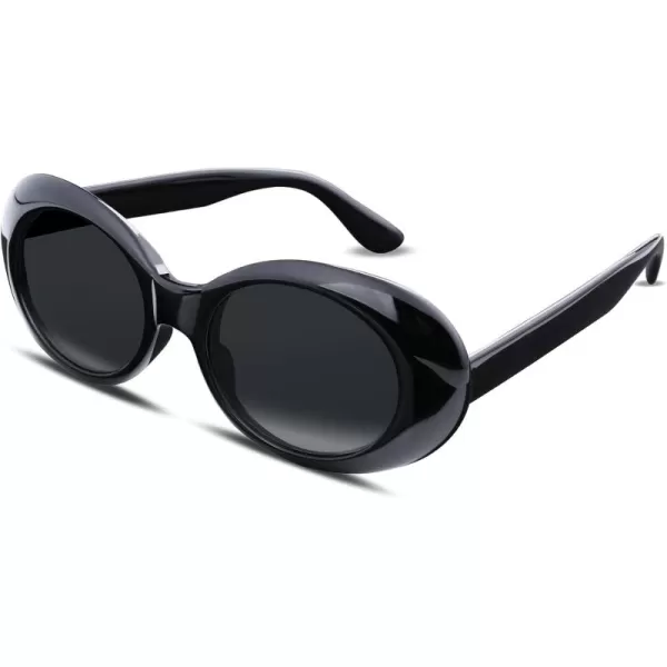 FEISEDY Sunglasses White Oval Clout Goggles for Women Men Retro Round Trendy Rimmed Clueless Costume Frame B2253Black