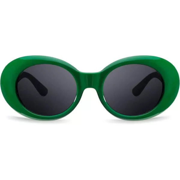 FEISEDY Sunglasses White Oval Clout Goggles for Women Men Retro Round Trendy Rimmed Clueless Costume Frame B2253Green