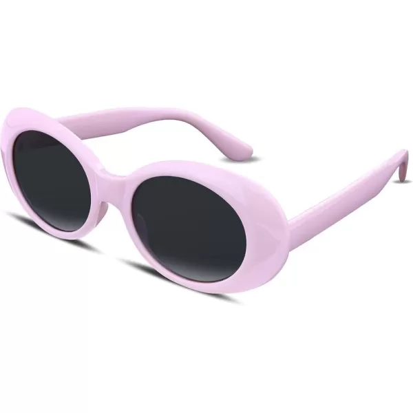 FEISEDY Sunglasses White Oval Clout Goggles for Women Men Retro Round Trendy Rimmed Clueless Costume Frame B2253Pink