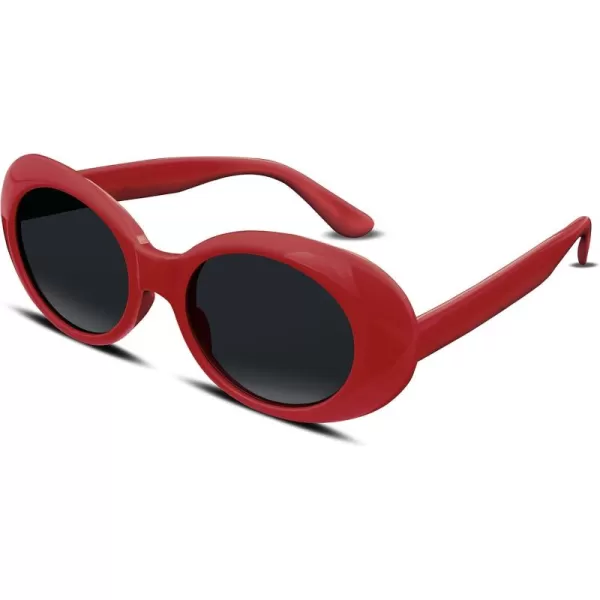 FEISEDY Sunglasses White Oval Clout Goggles for Women Men Retro Round Trendy Rimmed Clueless Costume Frame B2253Red