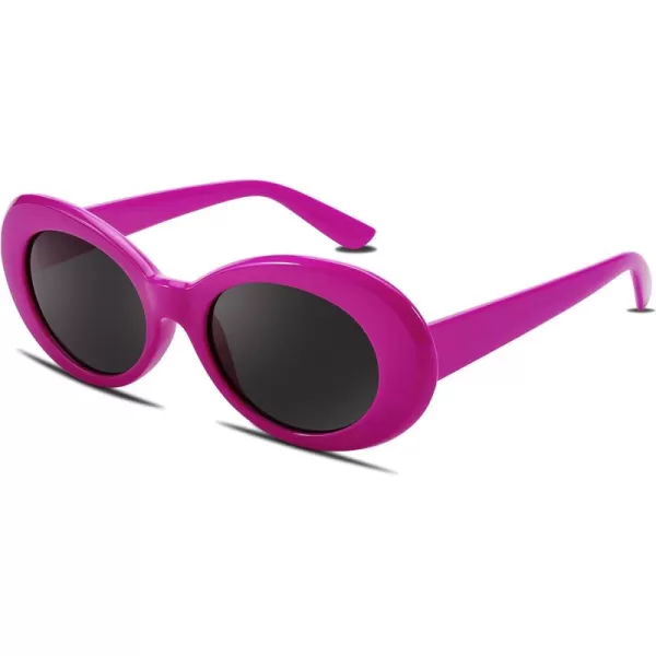 FEISEDY Sunglasses White Oval Clout Goggles for Women Men Retro Round Trendy Rimmed Clueless Costume Frame B2253Rose Red