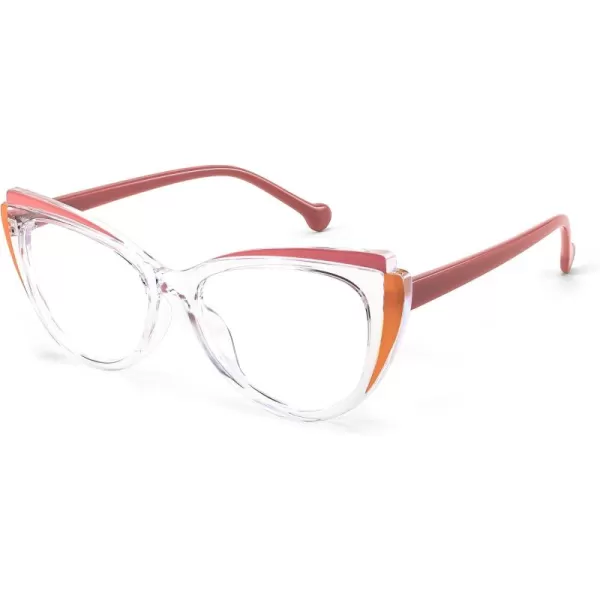 FEISEDY Women Cateye Blue Light Blocking Glasses Fake Nerd Clear Computer Eyewear TR Fashion Frame B0040Transparentorange