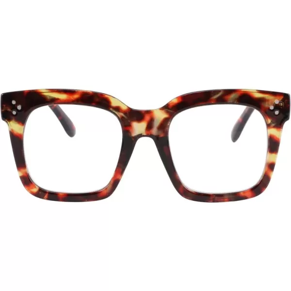 FEISEDY Women Men Blue Light Blocking Glasses Frame Oversized Designer Luxury Square Eyewear B2695FFLeopard Frame