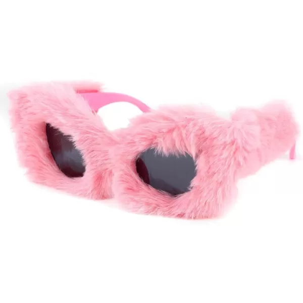 FEISEDY Women Plush Fuzzy Cat Eye Sunglasses Punk Soft Velvet Shades Ladies Handmade Party Masquerade Eyewear B2877Pink